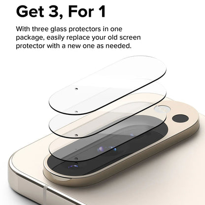 Beskyttelsesfolie for bakre kamera Ringke for Google Pixel 9 Pro XL, Herdet glass, Sett med 3 stykker, Gjennomsiktig