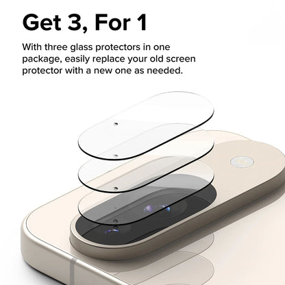 Beskyttelsesfolie for bakre kamera Ringke for Google Pixel 9, Herdet glass, Sett med 3 stykker, Gjennomsiktig