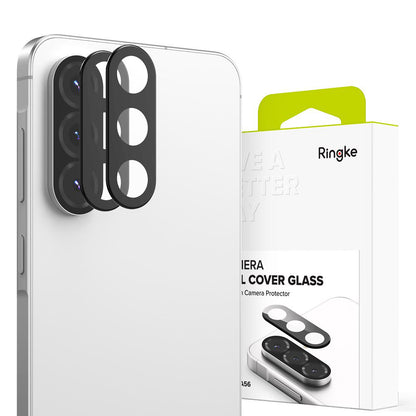 Beskyttelsesfolie for bakre kamera Ringke for Samsung Galaxy A56 A566, Herdet glass, Sett med 2 stykker, Svart
