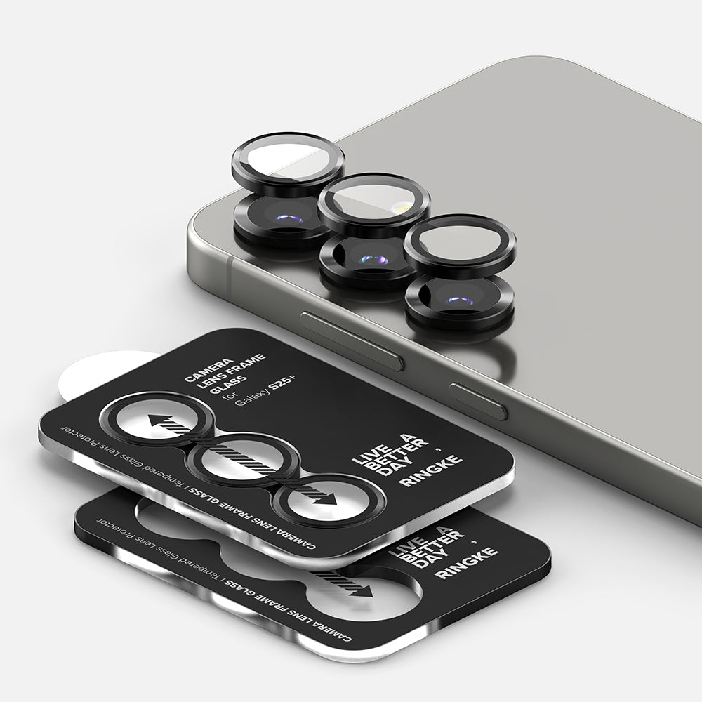 Beskyttelsesfolie Ringke Bakre Kamera for Samsung Galaxy S25 S931, Herdet Glass, Svart