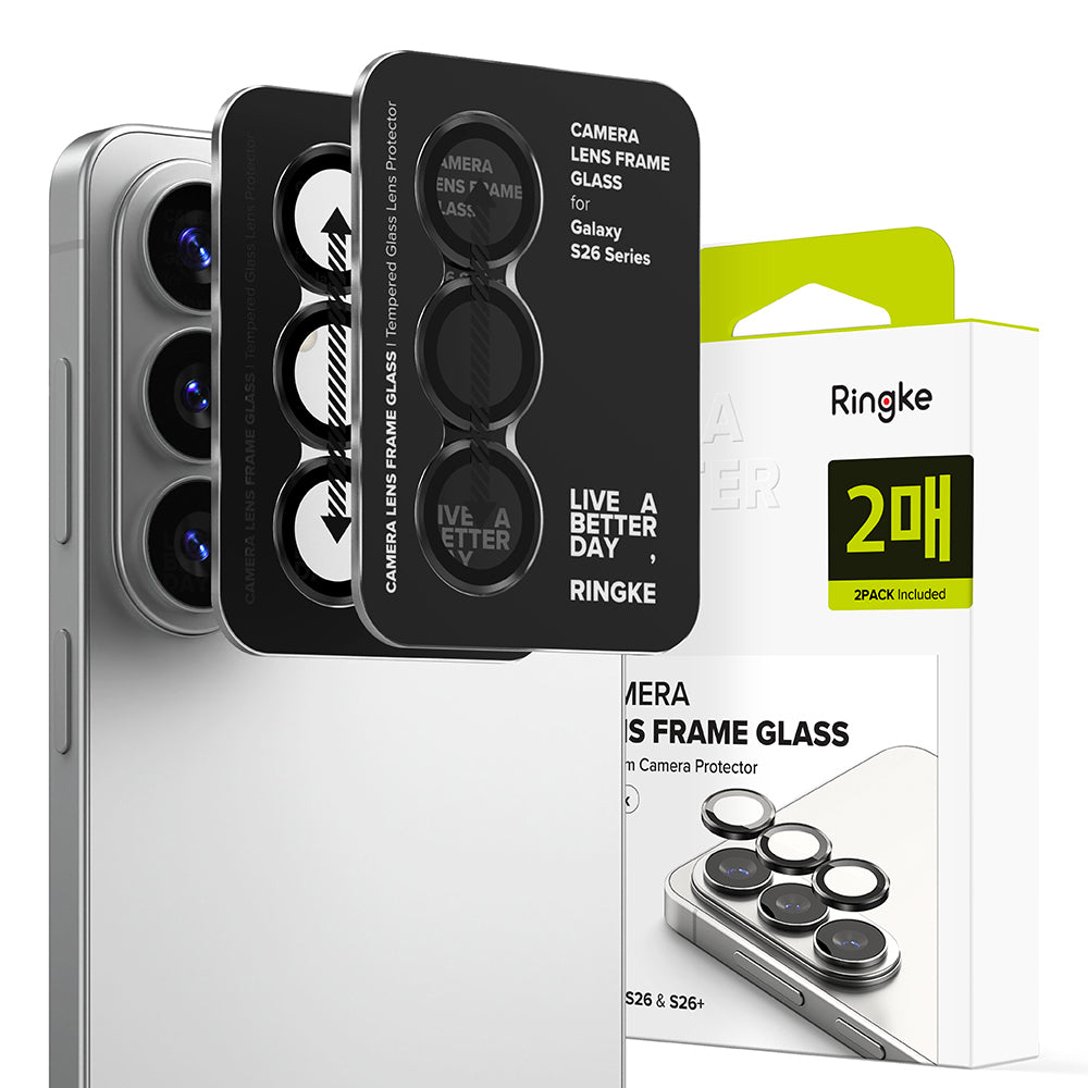 Beskyttelsesfolie Ringke Bakre Kamera for Samsung Galaxy S26 Plus S947 / S26, Herdet Glass, Sett med 2 stykker, Svart