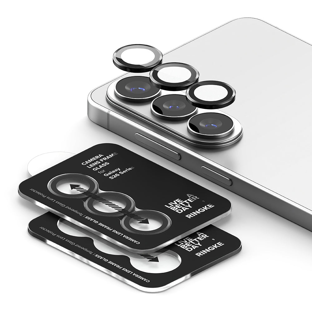 Beskyttelsesfolie Ringke Bakre Kamera for Samsung Galaxy S26 Plus S947 / S26, Herdet Glass, Sett med 2 stykker, Svart