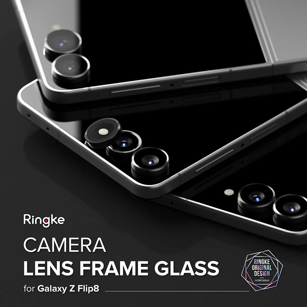 Ringke bakkamera beskyttelsesfilm for Samsung Galaxy Z Flip8 F776, herdet glass, sett med 2 stk, svart