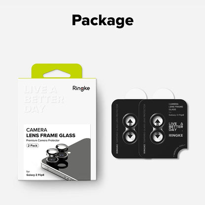 Ringke bakkamera beskyttelsesfilm for Samsung Galaxy Z Flip8 F776, herdet glass, sett med 2 stk, svart