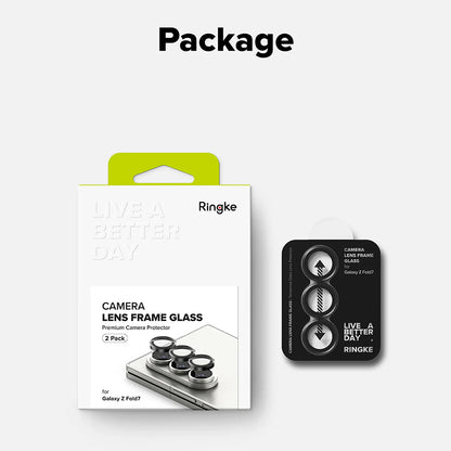 Beskyttelsesfolie Ringke Bakre Kamera for Samsung Galaxy Z Fold7 F966, Herdet Glass, Sett med 2 stykker, Svart