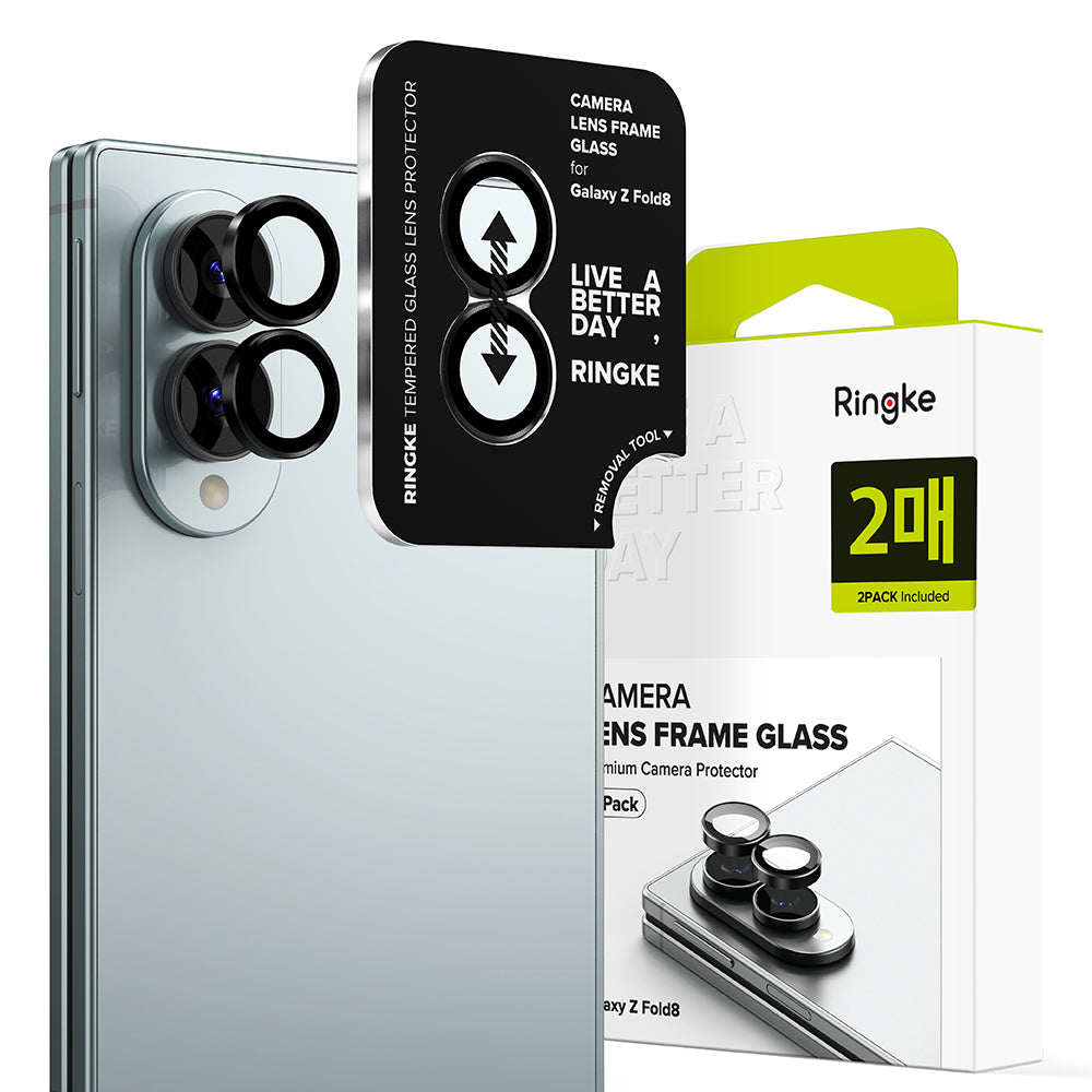 Ringke bakkamera beskyttelsesfilm for Samsung Galaxy Z Fold8 F971, herdet glass, sett med 2 stk, svart