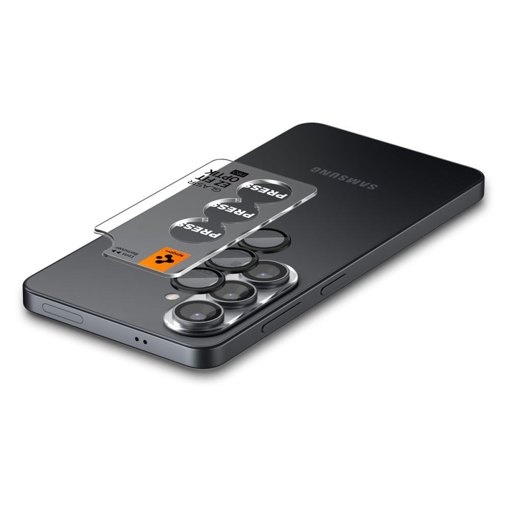 Bakre kamera beskyttelsesfilm Spigen GlastR EZ FIT Optik Pro HD for Samsung Galaxy S26 S942, Herdet glass, Sett med 2 stykker, Svart AGL11099