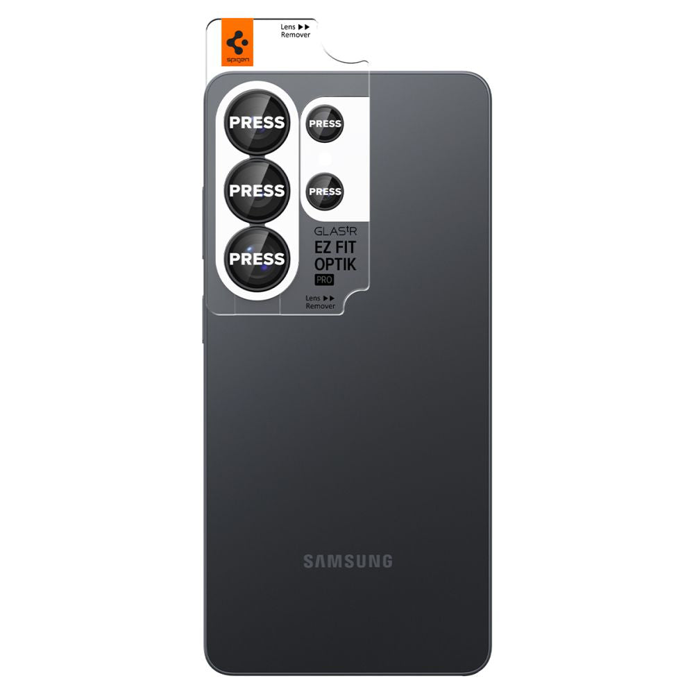 Bakre kamera beskyttelsesfilm Spigen GlastR EZ FIT Optik Pro HD for Samsung Galaxy S26 Ultra S948, Herdet glass, Sett med 2 stykker, Svart