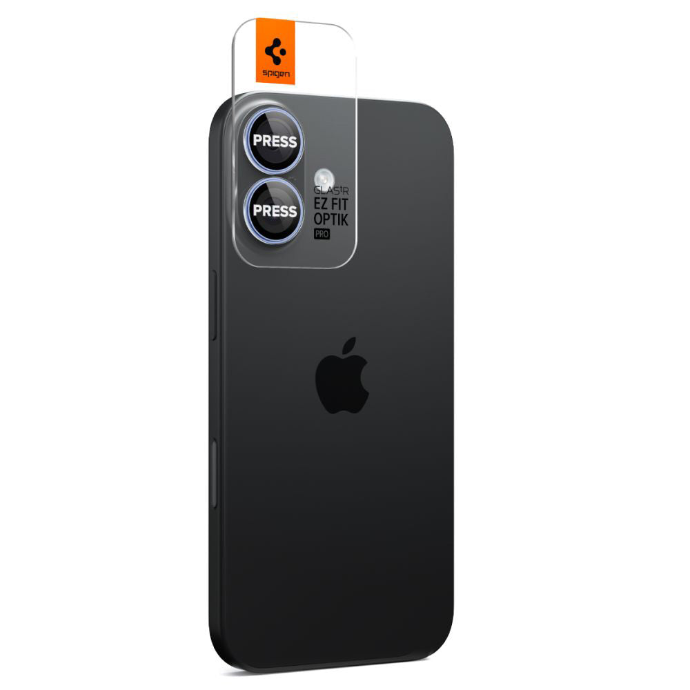 Beskyttelsesfilm for bakre kamera Spigen GlastR EZ FIT Optik Pro for Apple iPhone 17 / 16 Plus / 16, Herdet glass, Sett med 2 stk, Blå
