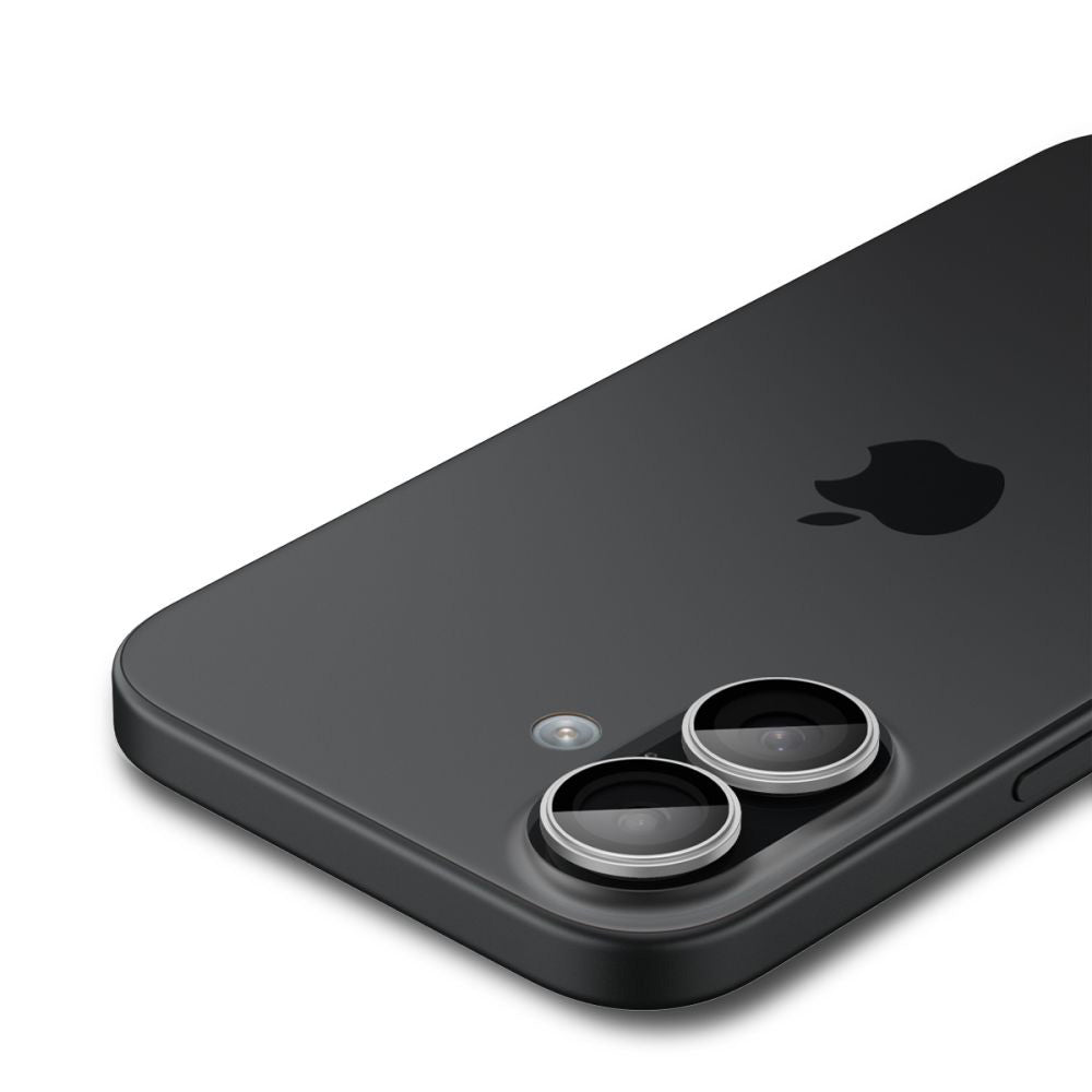 Bakre kamera beskyttelsesfilm Spigen GlastR EZ FIT Optik Pro for Apple iPhone 17 / 16 Plus / 16, Herdet glass, Sett med 2 stykker, Sølv
