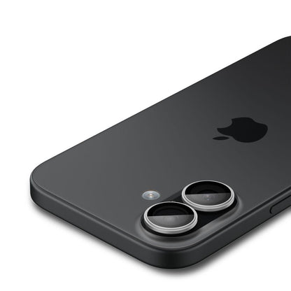 Bakre kamera beskyttelsesfilm Spigen GlastR EZ FIT Optik Pro for Apple iPhone 17 / 16 Plus / 16, Herdet glass, Sett med 2 stykker, Sølv
