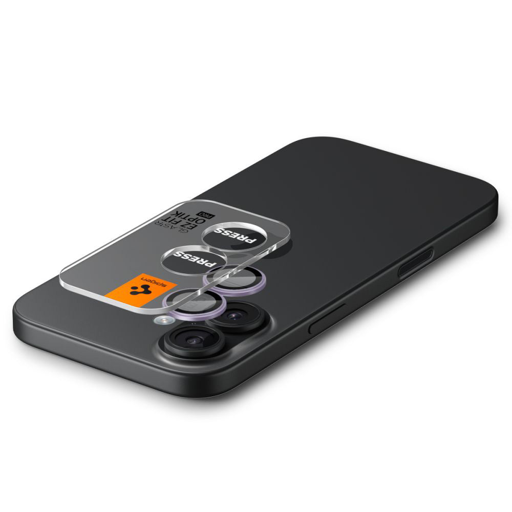 Bakre kamerabeskyttelsesfolie Spigen GlastR EZ FIT Optik Pro for Apple iPhone 17 / 16 Plus / 16, Herdet glass, Sett med 2 stykker, Lilla