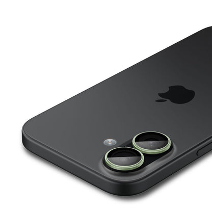 Bakre kamerabeskyttelsesfolie Spigen GlastR EZ FIT Optik Pro for Apple iPhone 17 / 16 Plus / 16, Herdet glass, Sett med 2 stykker, Grønn AGL10128