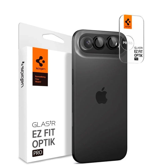 Bakre kamera beskyttelsesfilm Spigen GlastR EZ FIT Optik Pro for Apple iPhone 17 Air, Herdet glass, Sett med 2 stykker, Svart