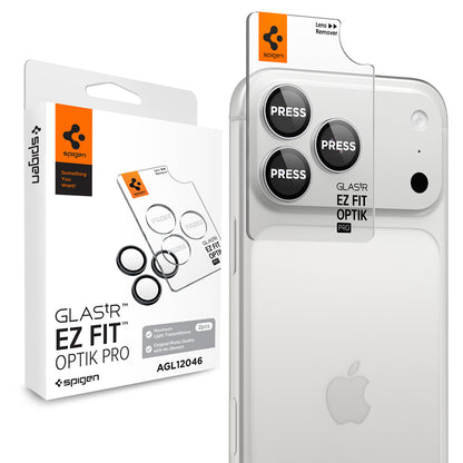 Bakre kameralinsebeskyttelse Spigen GlastR EZ FIT Optik Pro for Apple iPhone 18 Pro / 18 Pro Max, Herdet glass, Sett med 2 stk, Sølv AGL12046