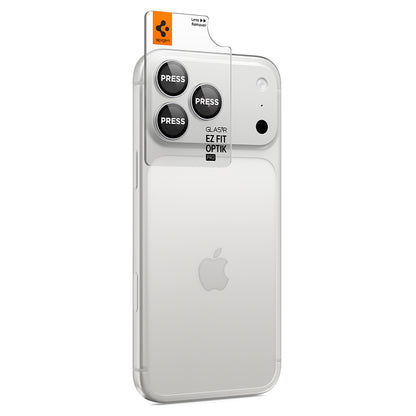 Bakre kameralinsebeskyttelse Spigen GlastR EZ FIT Optik Pro for Apple iPhone 18 Pro / 18 Pro Max, Herdet glass, Sett med 2 stk, Sølv AGL12046