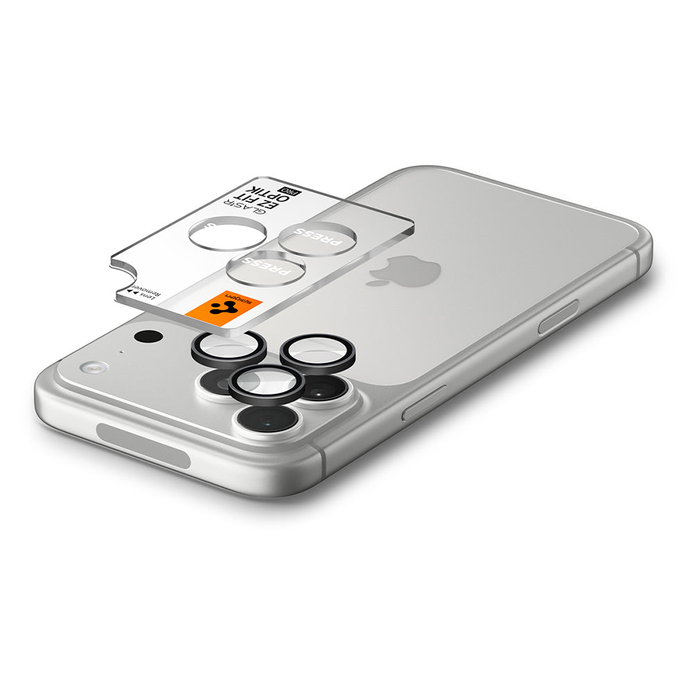 Bakre kameralinsebeskyttelse Spigen GlastR EZ FIT Optik Pro for Apple iPhone 18 Pro / 18 Pro Max, Herdet glass, Sett med 2 stk, Mørkegrå AGL12043
