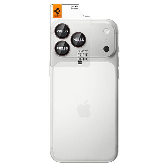 Bakre kamerabeskyttelsesfilm Spigen GlastR EZ FIT Optik Pro for Apple iPhone 18 Pro / 18 Pro Max, Herdet glass, Sett med 2 stk, Burgunder AGL12044