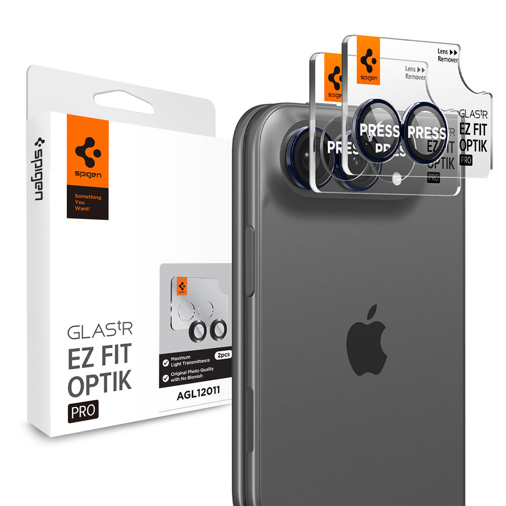 Bakre kameralinsebeskyttelse Spigen GlastR EZ FIT Optik Pro for Apple iPhone Duo, Herdet glass, Sett med 2 stk, Marineblå AGL12011
