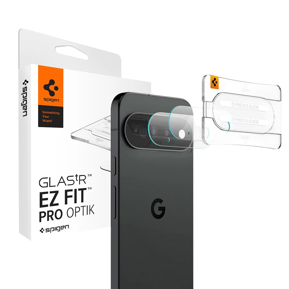 Bakre kameralinsebeskyttelse Spigen GlastR EZ FIT Optik Pro for Google Pixel 11, Herdet glass, Sett med 2 stk, Svart AGL11479