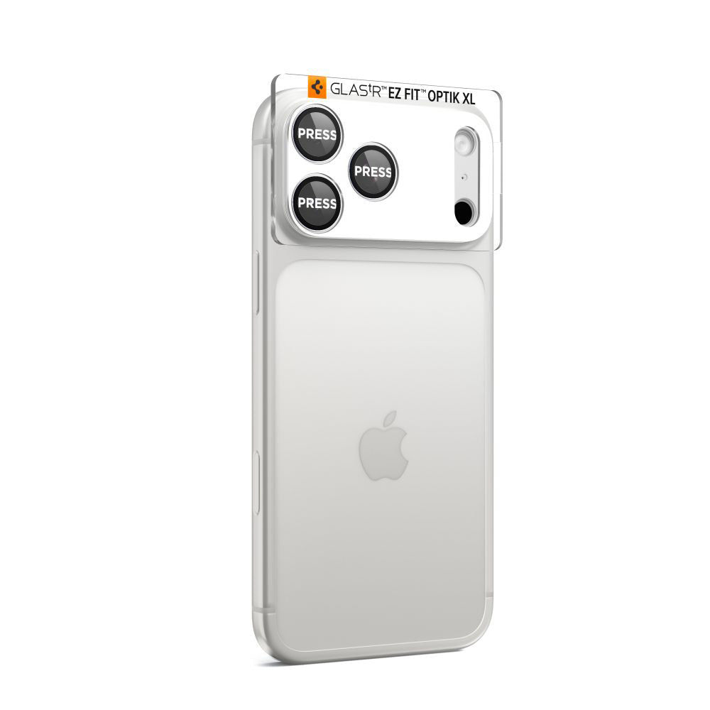 Bakre kamera beskyttelsesfilm Spigen GlastR EZ FIT Optik Pro XL for Apple iPhone 17 Pro, Herdet glass, Sølv