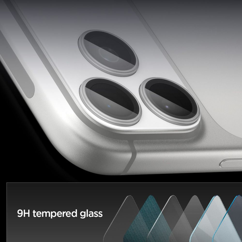 Bakre kamera beskyttelsesfilm Spigen GlastR EZ FIT Optik Pro XL for Apple iPhone 17 Pro, Herdet glass, Sølv