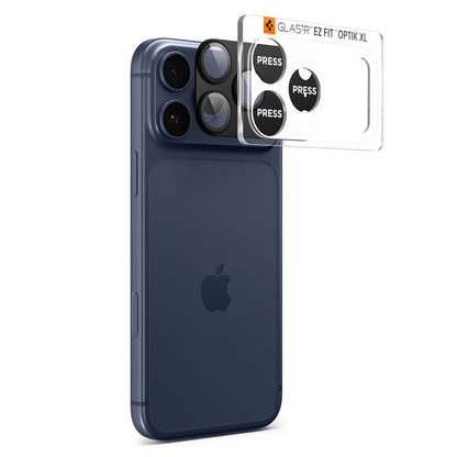 Bakre kamera beskyttelsesfilm Spigen GlastR EZ FIT Optik Pro XL for Apple iPhone 17 Pro, Herdet glass, Svart AGL10644