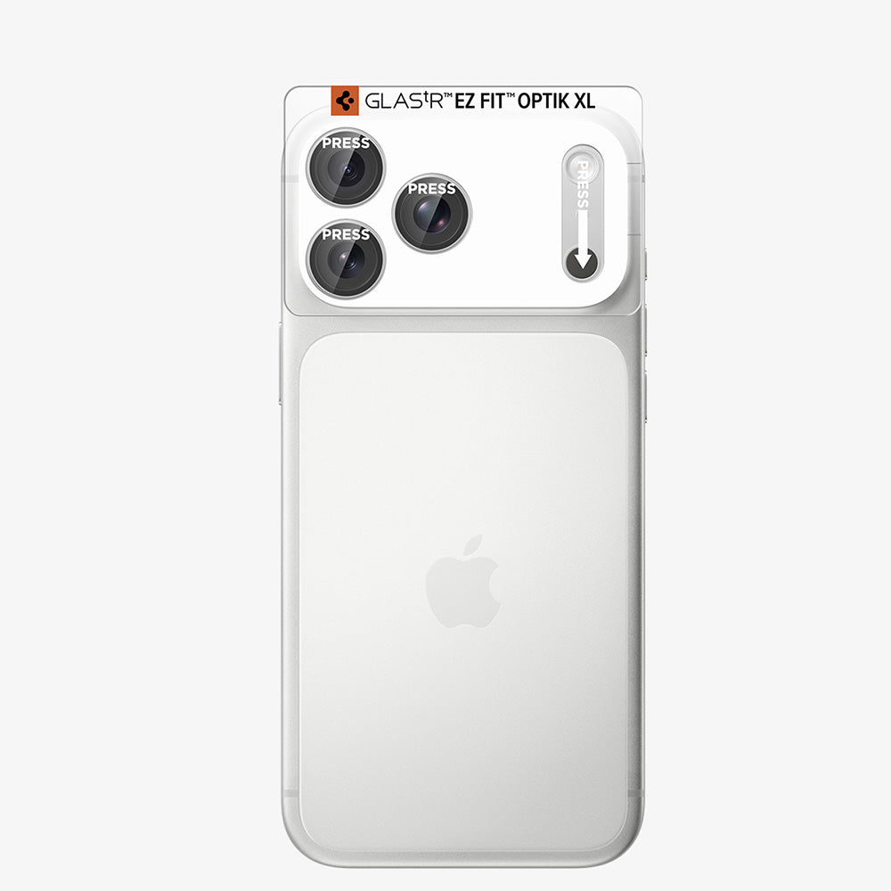 Bakre kameralinsebeskyttelse Spigen GlastR EZ FIT Optik Pro XL for Apple iPhone 18 Pro Max, Herdet glass, Sølv AGL12042