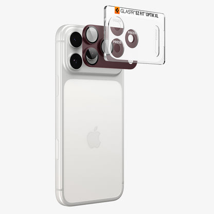 Beskyttelsesfilm for bakre kamera Spigen GlastR EZ FIT Optik Pro XL for Apple iPhone 18 Pro Max, Herdet glass, Burgunder AGL12040