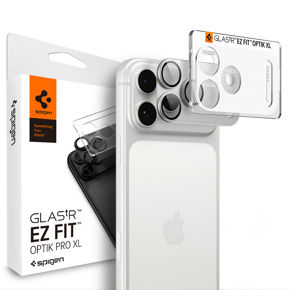 Bakre kameralinsebeskyttelse Spigen GlastR EZ FIT Optik Pro XL for Apple iPhone 18 Pro, Herdet glass, Sølv AGL12038