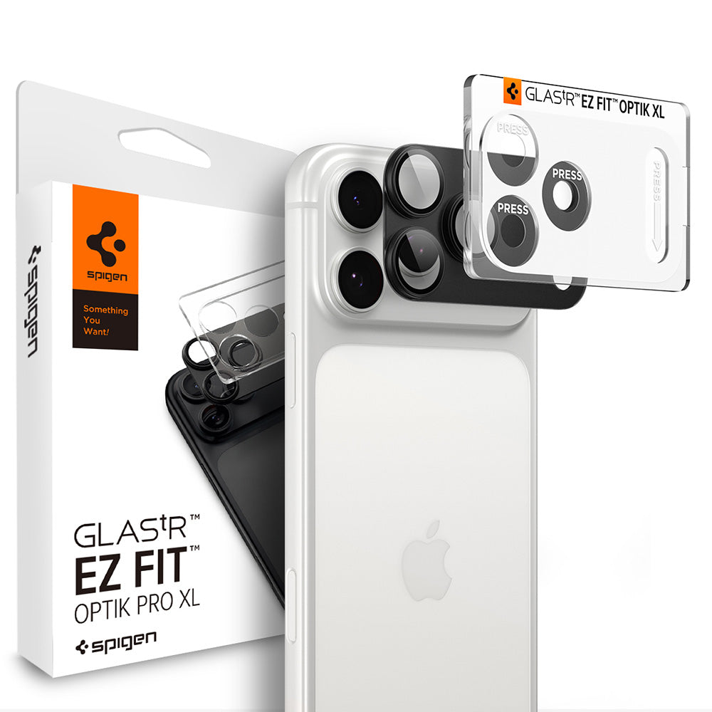 Bakre kameralinsebeskyttelse Spigen GlastR EZ FIT Optik Pro XL for Apple iPhone 18 Pro, Herdet glass, Mørkegrå AGL12035