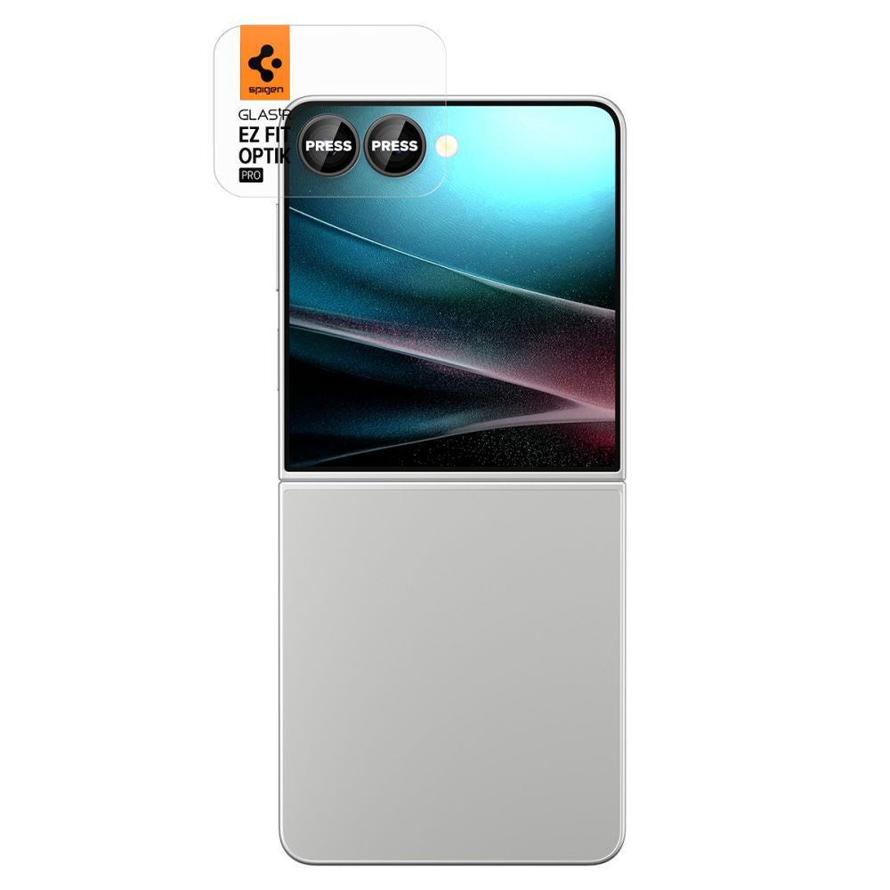 Bakre kamera beskyttelsesfilm Spigen GlastR EZ FIT Optik Pro HD for Samsung Galaxy Z Flip7 F766, Herdet glass, Sett med 2 stykker, Svart AGL09587