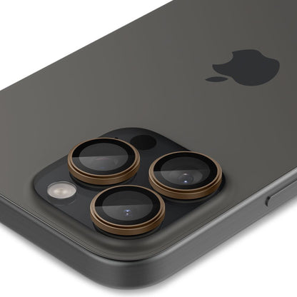 Bakre kamerabeskyttelsesfolie Spigen GlastR EZ FIT Optik Pro for Apple iPhone 16 Pro, Herdet glass, Sett med 2 stykker, Bronse AGL08862