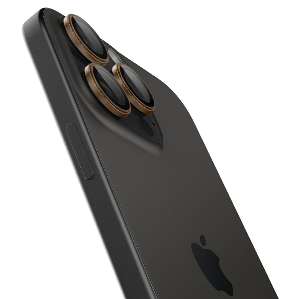 Bakre kamerabeskyttelsesfolie Spigen GlastR EZ FIT Optik Pro for Apple iPhone 16 Pro, Herdet glass, Sett med 2 stykker, Bronse AGL08862