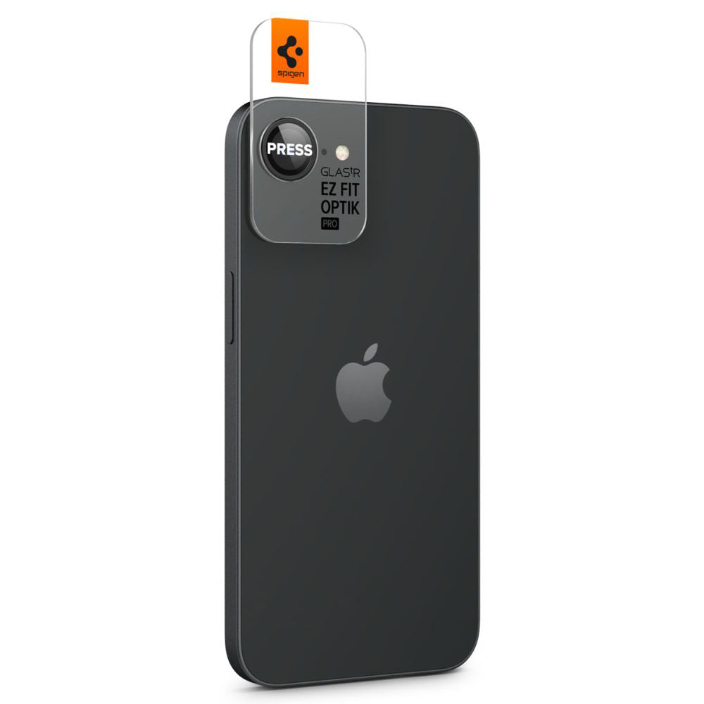 Bakre kamerabeskyttelsesfolie Spigen GlastR EZ FIT Optik Pro for Apple iPhone 17e / 16e, Herdet glass, Sett med 2 stykker, Svart AGL09279