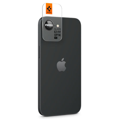 Bakre kamerabeskyttelsesfolie Spigen GlastR EZ FIT Optik Pro for Apple iPhone 17e / 16e, Herdet glass, Sett med 2 stykker, Svart AGL09279