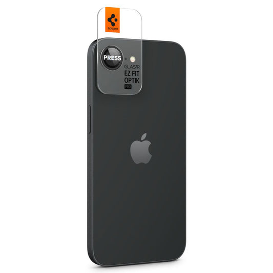 Bakre kamerabeskyttelsesfolie Spigen GlastR EZ FIT Optik Pro for Apple iPhone 17e / 16e, Herdet glass, Sett med 2 stykker, Svart AGL09279