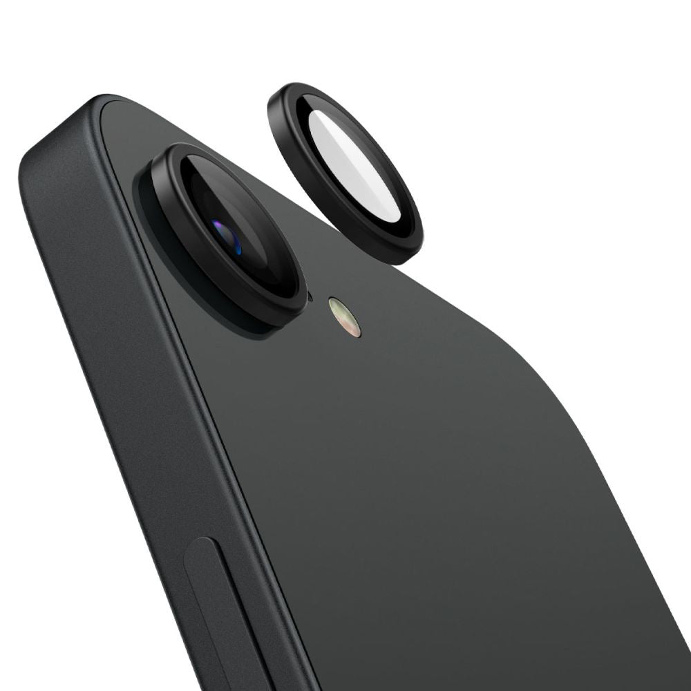 Bakre kamerabeskyttelsesfolie Spigen GlastR EZ FIT Optik Pro for Apple iPhone 17e / 16e, Herdet glass, Sett med 2 stykker, Svart AGL09279