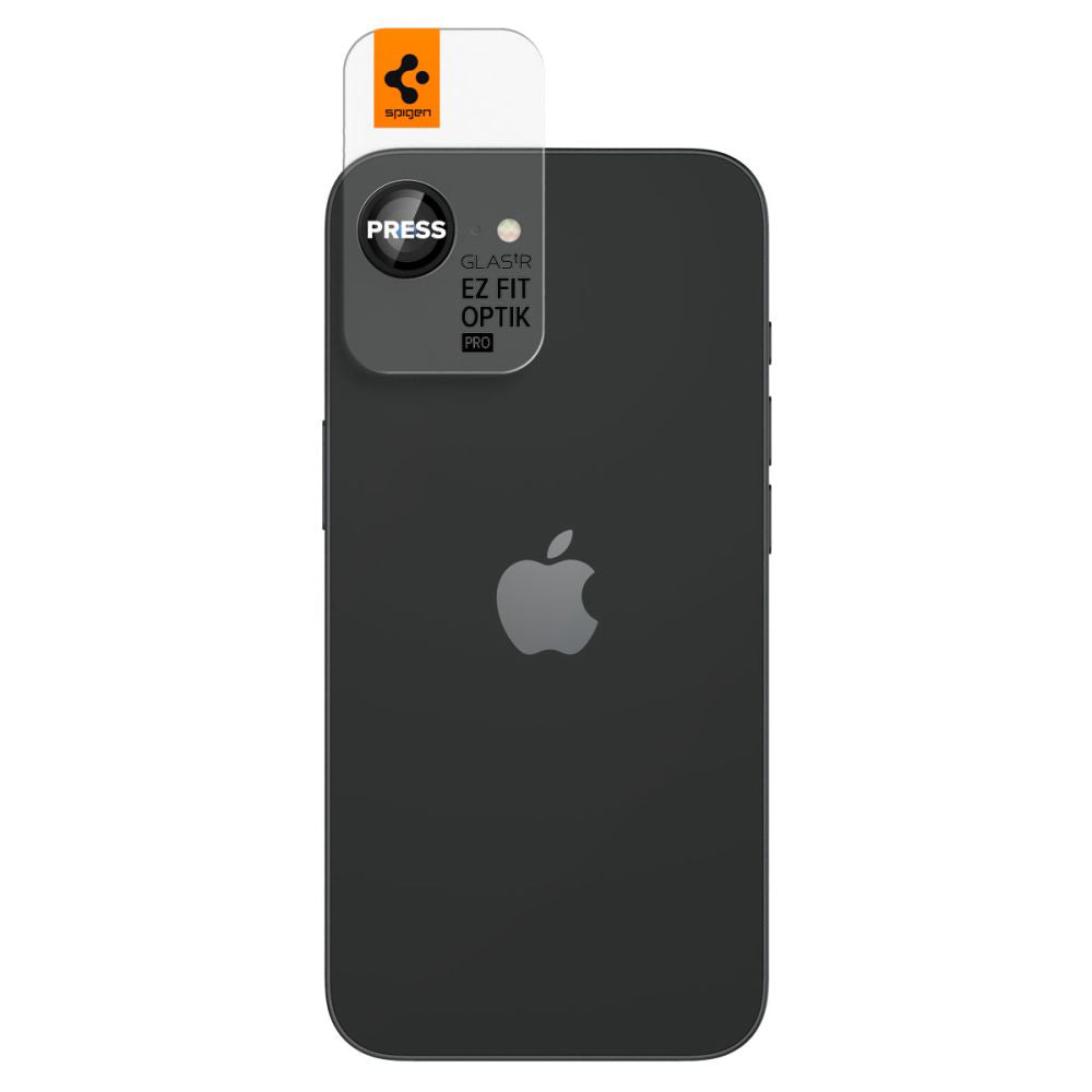 Bakre kamerabeskyttelsesfolie Spigen GlastR EZ FIT Optik Pro for Apple iPhone 17e / 16e, Herdet glass, Sett med 2 stykker, Svart AGL09279