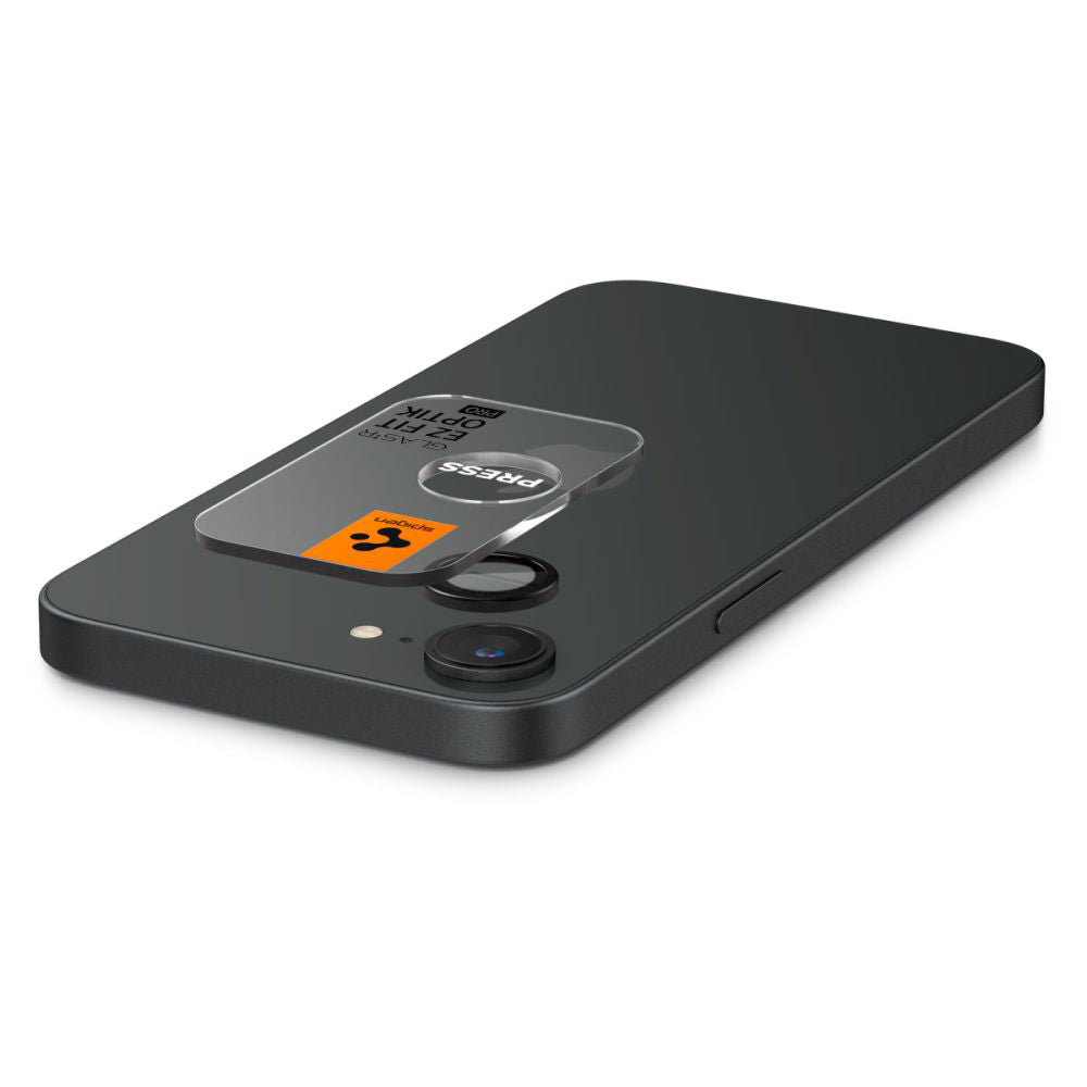Bakre kamerabeskyttelsesfolie Spigen GlastR EZ FIT Optik Pro for Apple iPhone 17e / 16e, Herdet glass, Sett med 2 stykker, Svart AGL09279