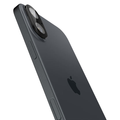 Beskyttelsesfolie for bakre kamera Spigen GlastR Optik for Apple iPhone 16 Plus / 16, Herdet glass, Sett med 2 stykker, Svart AGL07922