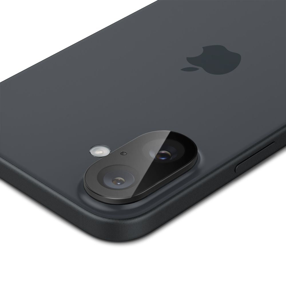 Beskyttelsesfolie for bakre kamera Spigen GlastR Optik for Apple iPhone 16 Plus / 16, Herdet glass, Sett med 2 stykker, Svart AGL07922