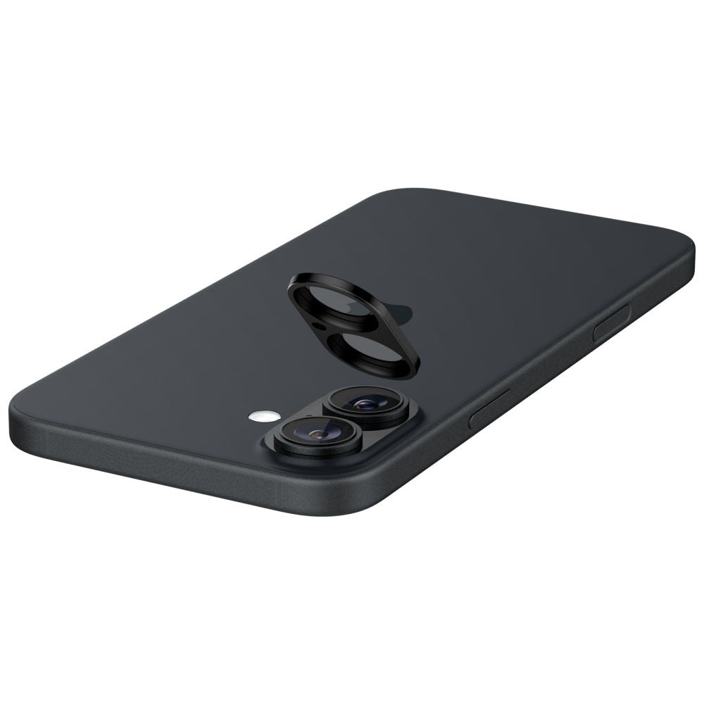 Beskyttelsesfolie for bakre kamera Spigen GlastR Optik for Apple iPhone 16 Plus / 16, Herdet glass, Sett med 2 stykker, Svart AGL07922