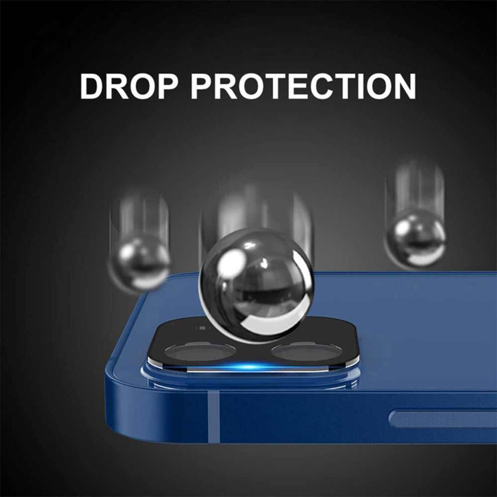 Bakre kameralinsebeskyttelse Techsuit for Apple iPhone 12 Pro Max, Herdet glass, Svart