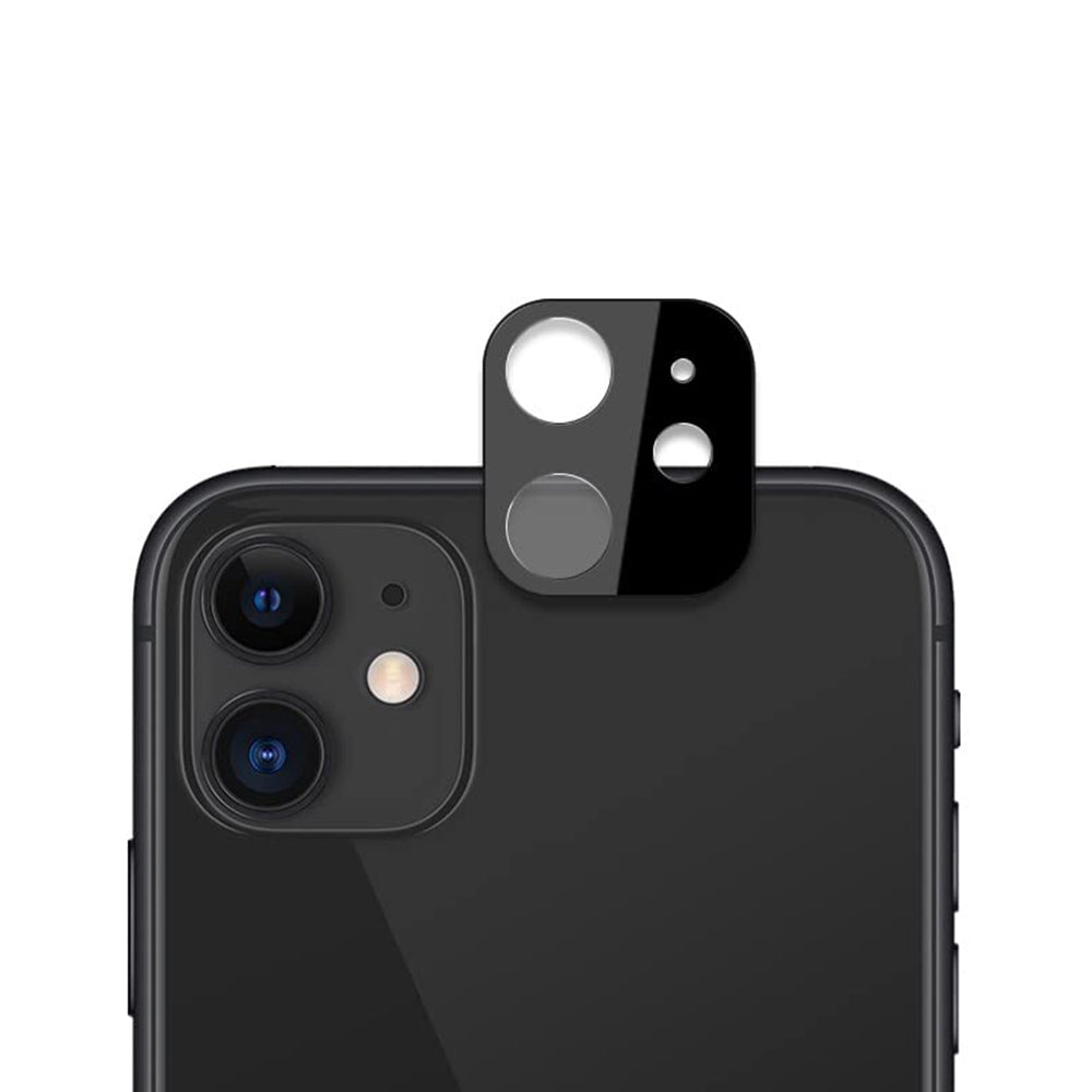 Bakre kameralinsebeskyttelse Techsuit for Apple iPhone 12, Herdet glass, Svart