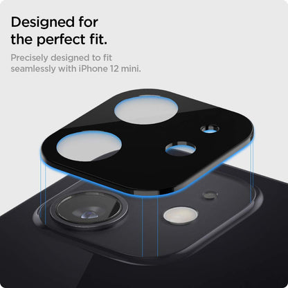 Bakre kameralinsebeskyttelse Techsuit for Apple iPhone 12, Herdet glass, Svart