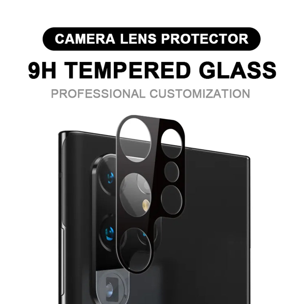 Bakre kameralinsebeskyttelse Techsuit for Samsung Galaxy S23 Ultra S918, Herdet glass, Svart
