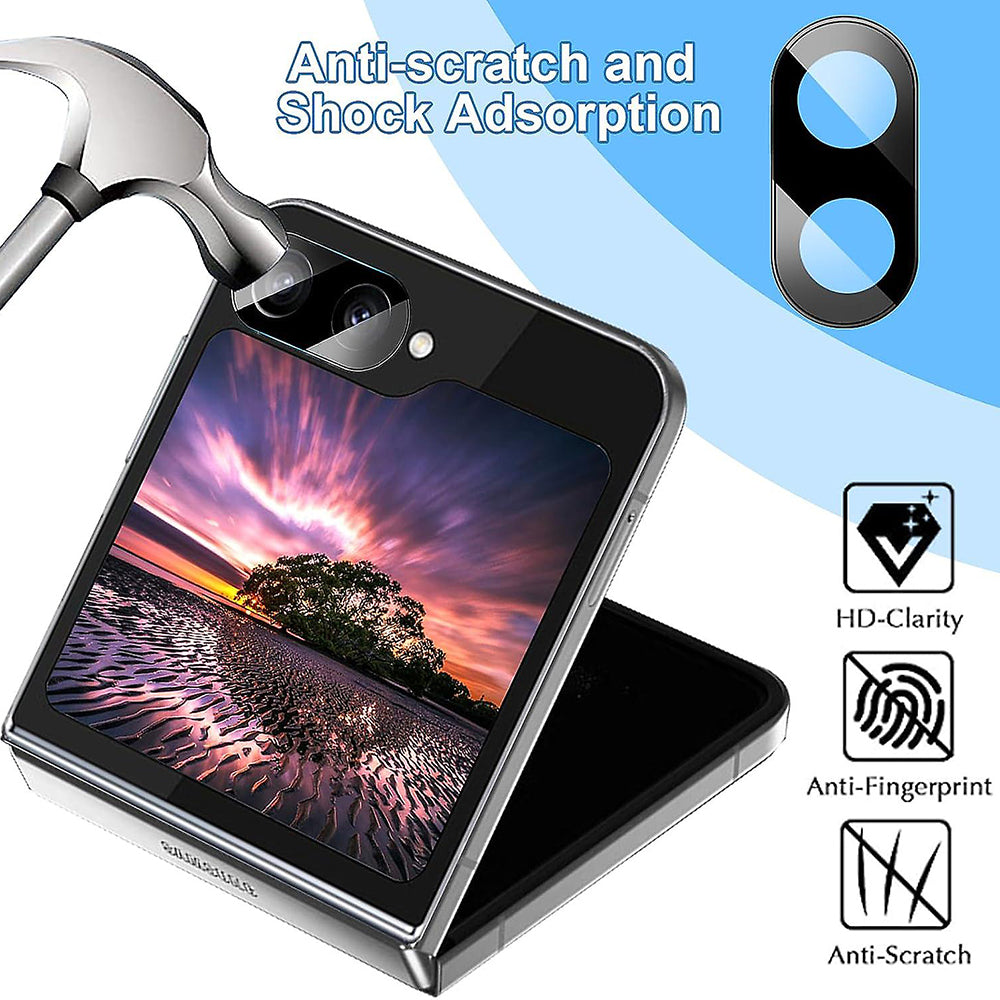 Bakre kameralinsebeskyttelse Techsuit for Samsung Galaxy Z Flip6 F741, Herdet glass, svart