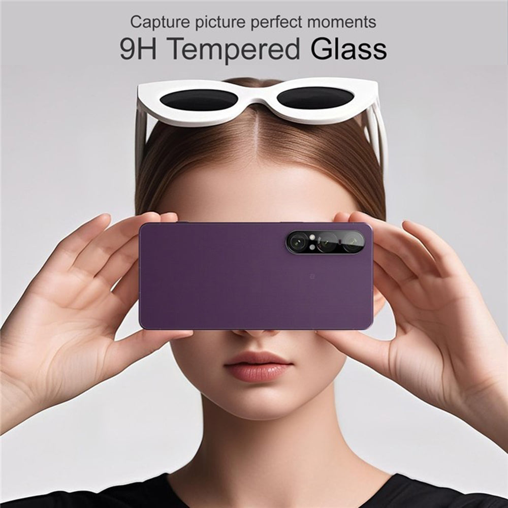 Bakre kameralinsebeskyttelse Techsuit for Sony Xperia 1 VII, Herdet glass, svart