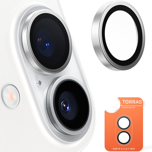 Beskyttelsesfolie for bakre kamera Torras Lensguard for Apple iPhone 16 Plus / 16, Herdet glass, Metallisk grå